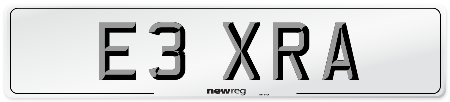 E3 XRA Number Plate from New Reg